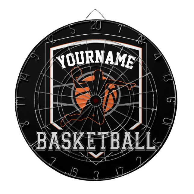 Personalized Basketball Player NAME Slam Dunk Team Dart Board (Front)