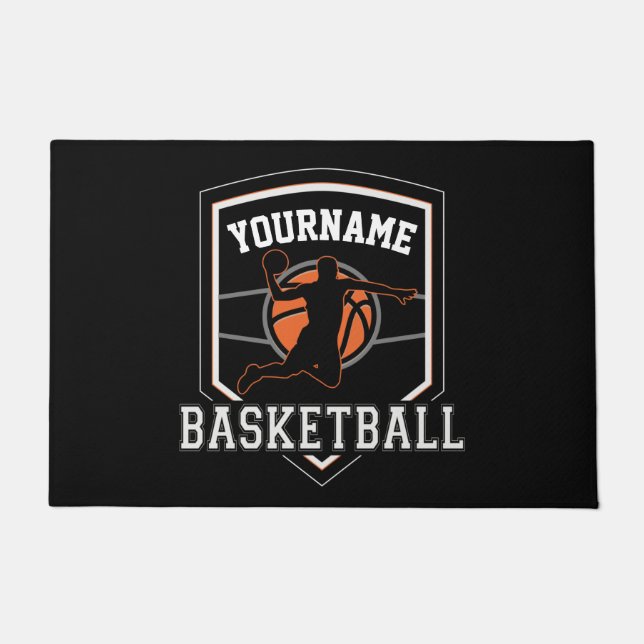 Personalized Basketball Player NAME Slam Dunk Team Doormat (Front)
