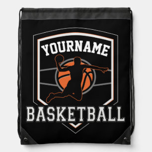 Personalized Basketball Player NAME Slam Dunk Team Drawstring Bag