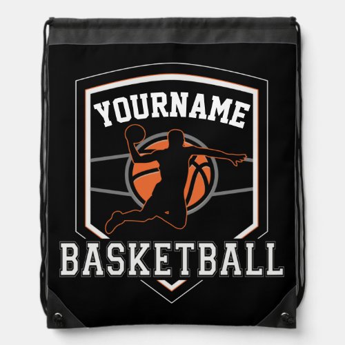 Personalized Basketball Player NAME Slam Dunk Team Drawstring Bag