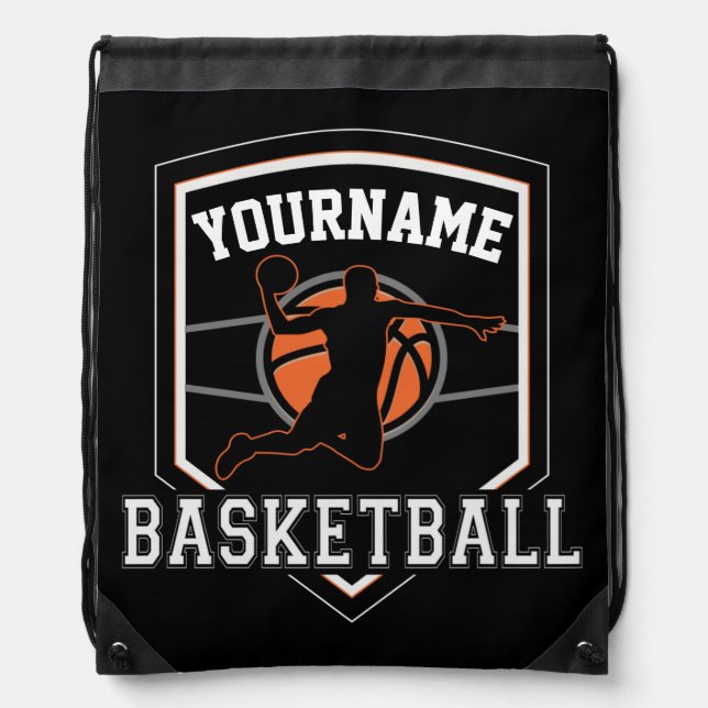 Personalized Basketball Player NAME Slam Dunk Team Drawstring Bag (Front)