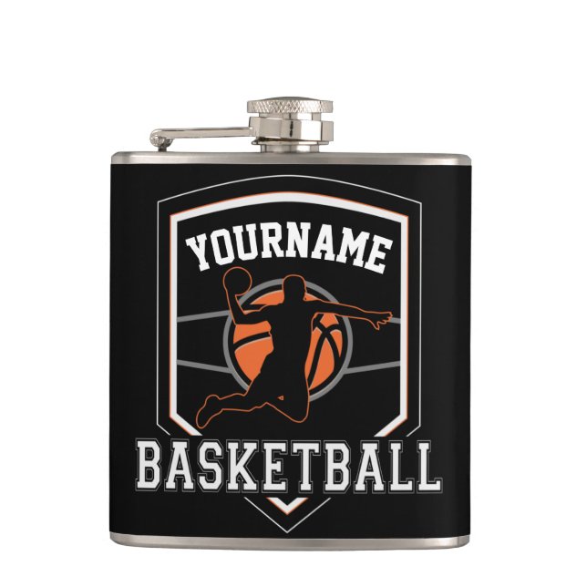 Personalized Basketball Player NAME Slam Dunk Team Flask (Front)