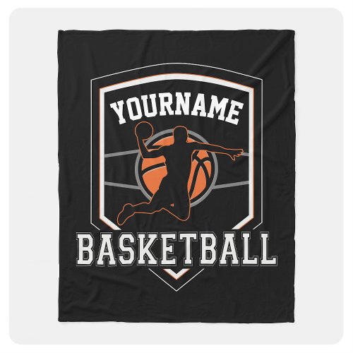 Personalized Basketball Player NAME Slam Dunk Team Fleece Blanket