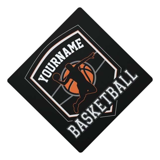 Personalized Basketball Player NAME Slam Dunk Team Graduation Cap Topper (Front)