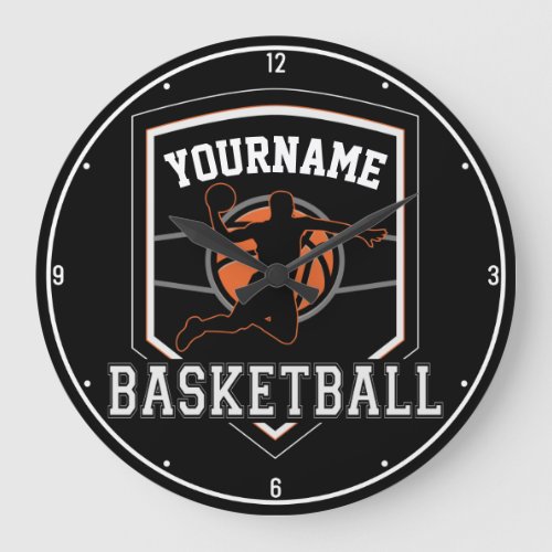 Personalized Basketball Player NAME Slam Dunk Team Large Clock