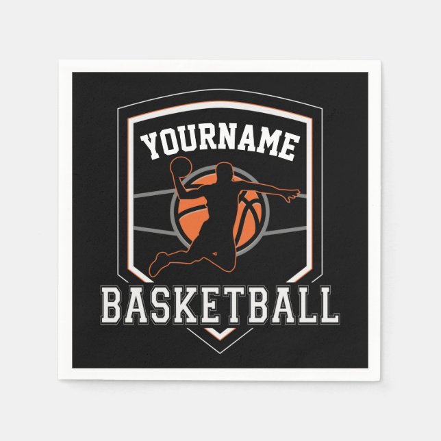 Personalized Basketball Player NAME Slam Dunk Team Napkins (Front)
