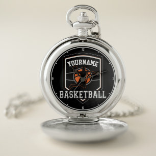 Personalized Basketball Player NAME Slam Dunk Team Pocket Watch