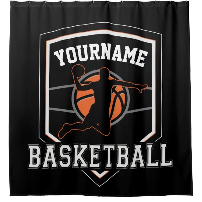 Personalized Basketball Player NAME Slam Dunk Team Shower Curtain (Front)