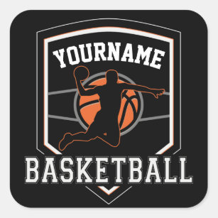 Personalized Basketball Player NAME Slam Dunk Team Square Sticker
