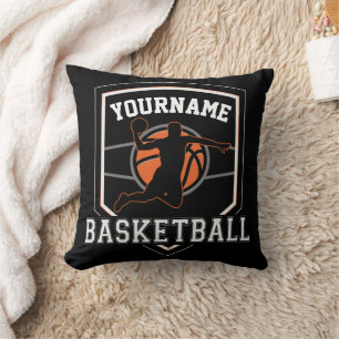 Personalized Basketball Player NAME Slam Dunk Team Throw Pillow