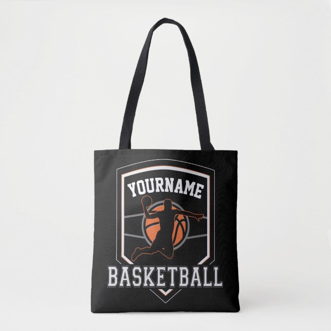 Personalized Basketball Player NAME Slam Dunk Team Tote Bag (Front)