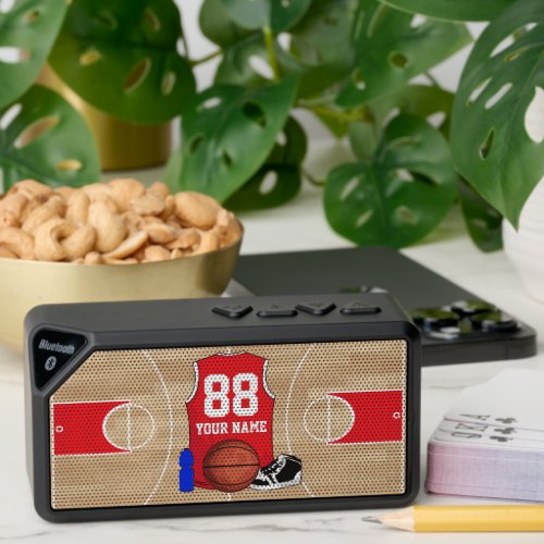 Personalized Basketball player on basketball court Bluetooth Speaker