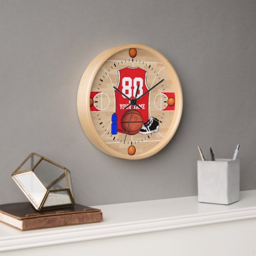 Personalized Basketball player on basketball court Clock