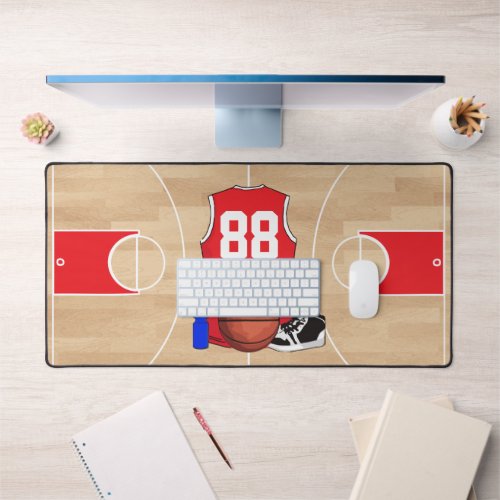 Personalized Basketball player on basketball court Desk Mat