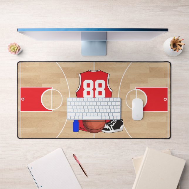 Personalized Basketball player on basketball court Desk Mat (Office 1)