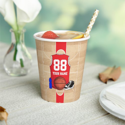 Personalized Basketball player on basketball court Paper Cups