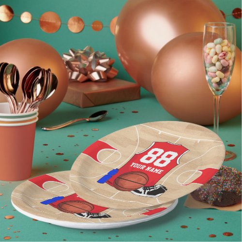 Personalized Basketball player on basketball court Paper Plates