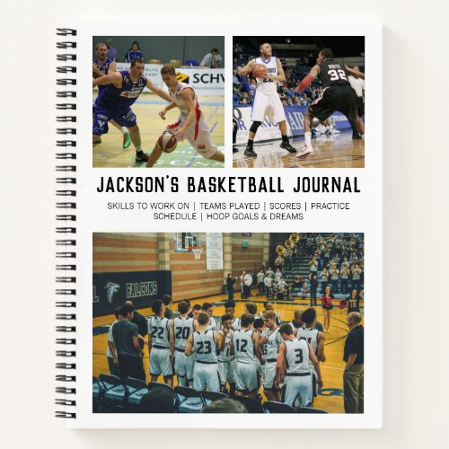 Personalized Basketball Player Team Photo Collage Notebook