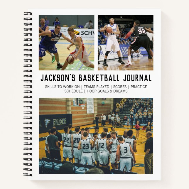 Personalized Basketball Player Team Photo Collage Notebook (Front)