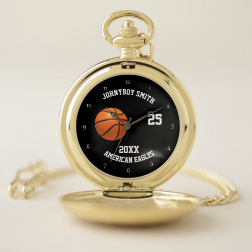 Personalized basketball pocket watch