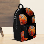 Personalized Basketball  Printed Backpack<br><div class="desc">Customize your very own black basketball backpack with your name across the top,  all set against a backdrop of scattered basketballs! Stand out with your own personal style and gear,  perfect for kids who play basketball and looking for a unique way to show their passion!</div>