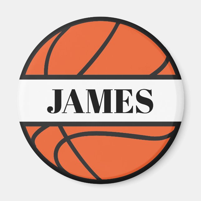 Personalized Basketball Round Magnet (Front)