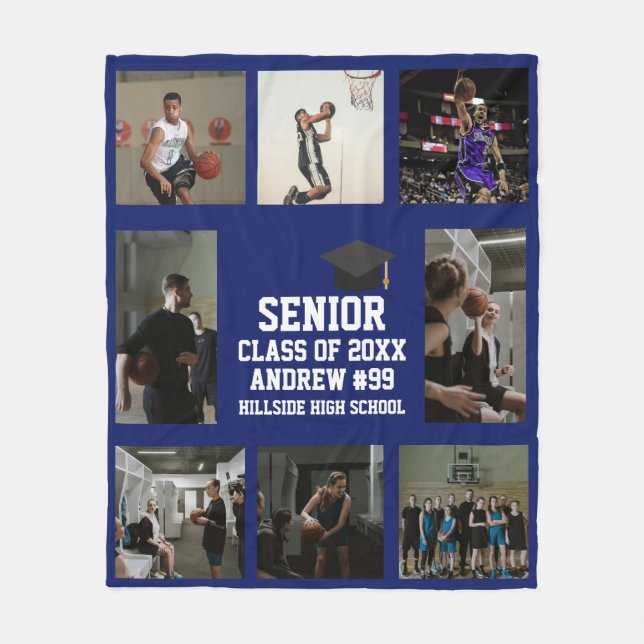 Personalized Basketball Senior Class Of Graduation Fleece Blanket (Front)