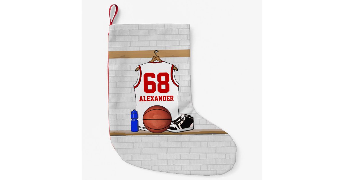 Personalized Basketball Shirt In Locker Room Small Christmas Stocking