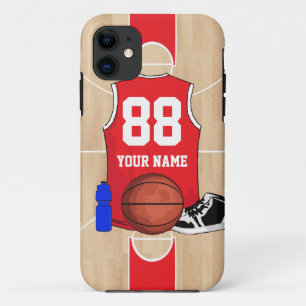 Personalized Basketball shirt on court iPhone 11 Case