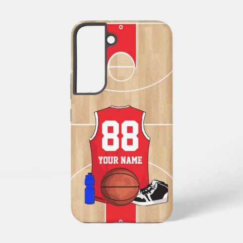 Personalized Basketball shirt on court Samsung Galaxy S22 Case