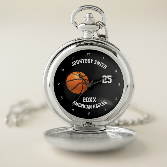 Personalized basketball silver pocket watch (Inside)