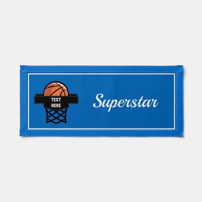 Personalized Basketball Superstar on Blue Pennant (Front)