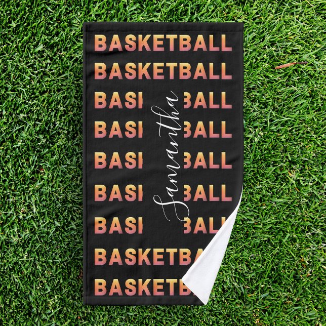 Personalized Basketball Team Kids Name Modern Cool Hand Towel (Creator Uploaded)