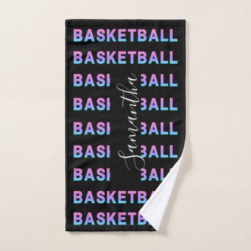 Personalized Basketball Team Kids Name Neon Pink Hand Towel