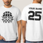 Personalized Basketball Team Name, Your Name & Num T-Shirt<br><div class="desc">Customized Basketball Shirt With Your Name Basketball - Basketball Season Tee - Black Basketball Graphic</div>