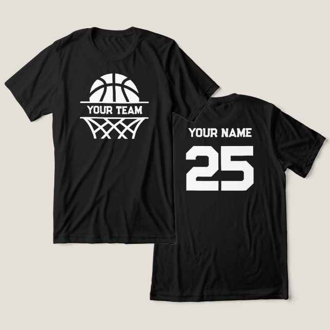 Personalized Basketball Team Name, Your Name & Num Tri-Blend Shirt (Design Front & Back)