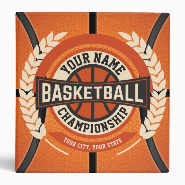 Personalized Basketball Team Player Custom Athlete 3 Ring Binder (Front)