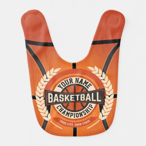 Personalized Basketball Team Player Custom Athlete Baby Bib