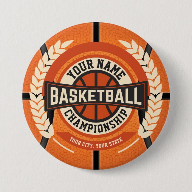 Personalized Basketball Team Player Custom Athlete Button (Front)