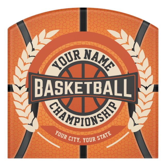 Personalized Basketball Team Player Custom Athlete Door Sign (Contour Front)