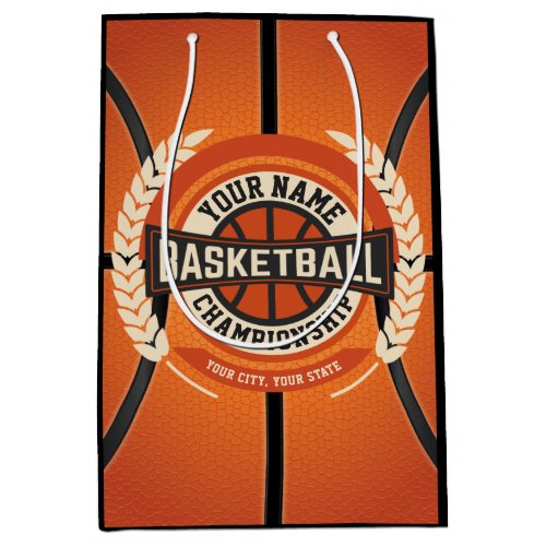 Personalized Basketball Team Player Custom Athlete Medium Gift Bag