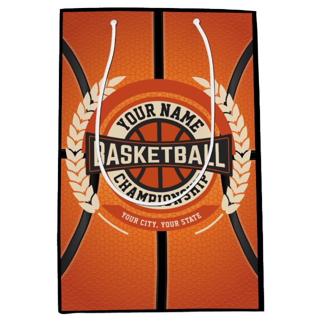 Personalized Basketball Team Player Custom Athlete Medium Gift Bag (Front)