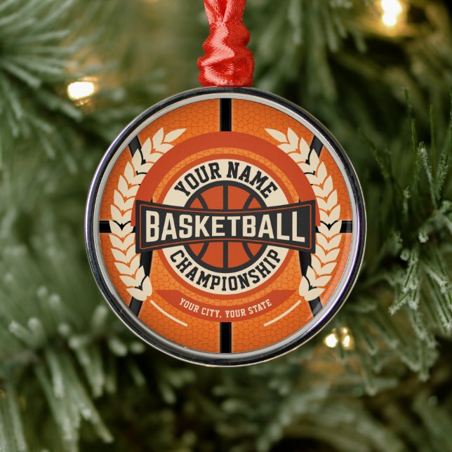 Personalized Basketball Team Player Custom Athlete Metal Ornament (Tree)