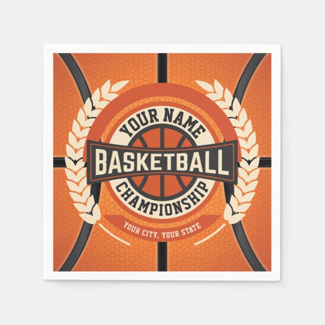 Personalized Basketball Team Player Custom Athlete Napkins (Front)