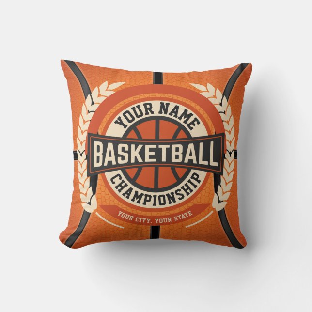 Personalized Basketball Team Player Custom Athlete Throw Pillow (Front)