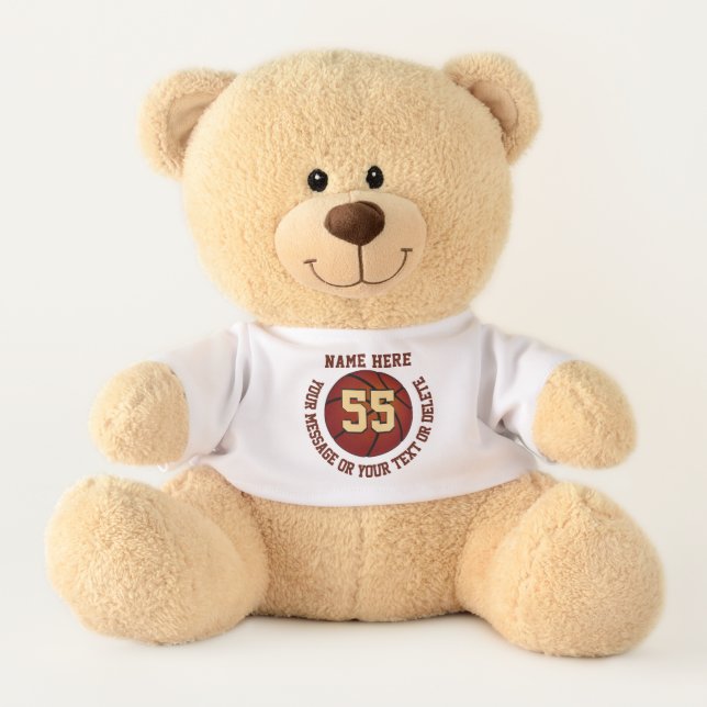 Personalized Basketball Teddy Bears, 3 Text Boxes Bear (Front)
