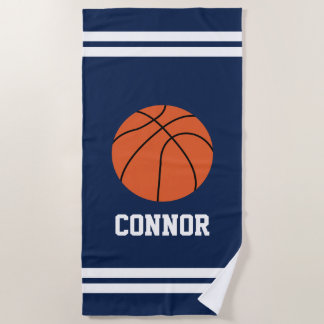 Personalized Basketball Themed Kids Beach Towel