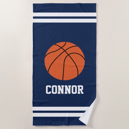 Personalized Basketball Themed Kids Beach Towel