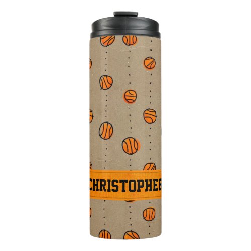 Personalized basketball thermal tumbler