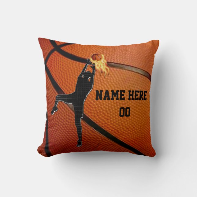 Personalized Basketball Throw Pillow withYOUR TEXT (Front)